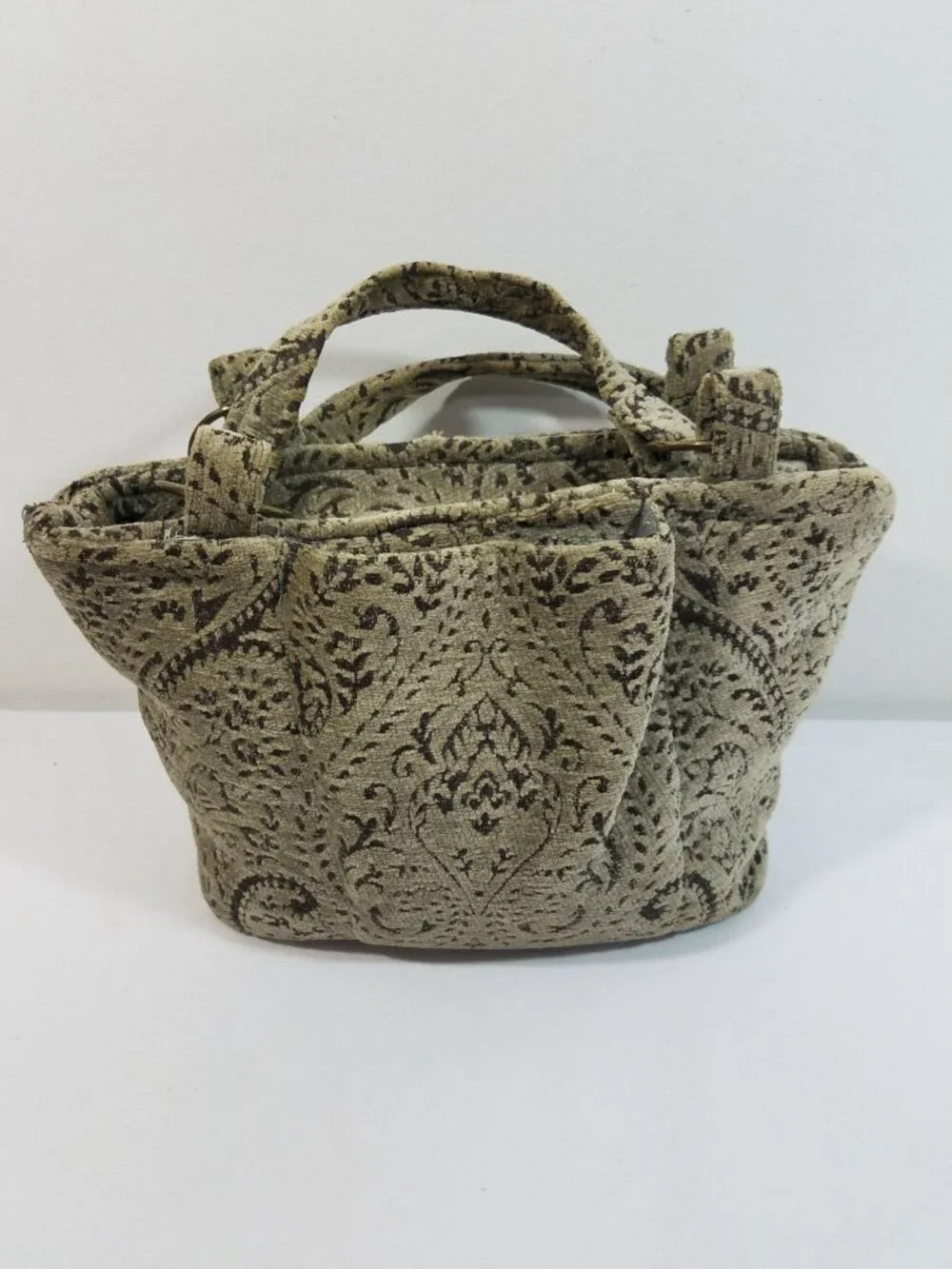 Custom Made Olive Green Carpet Bag Shoulder Purse Handbag One of a Kind